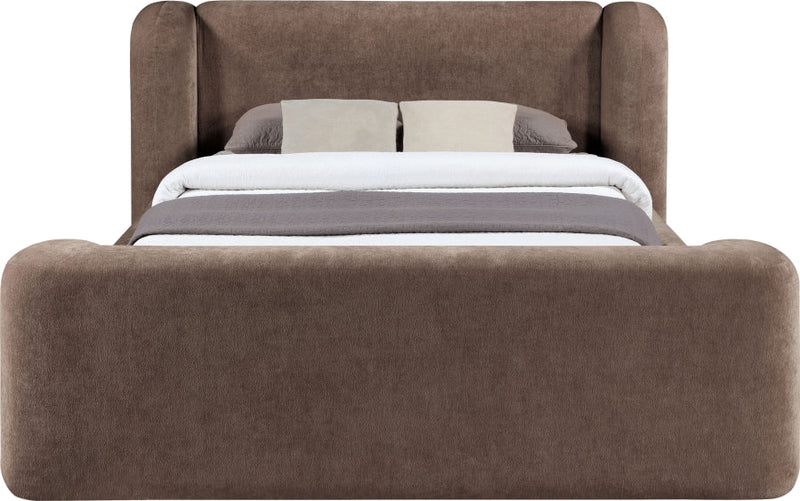 Modena Chenille Fabric Upholstered Full Bed in Brown - ModenaBrown-F