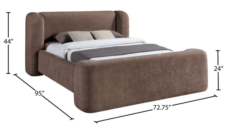 Modena Chenille Fabric Upholstered Full Bed in Brown - ModenaBrown-F