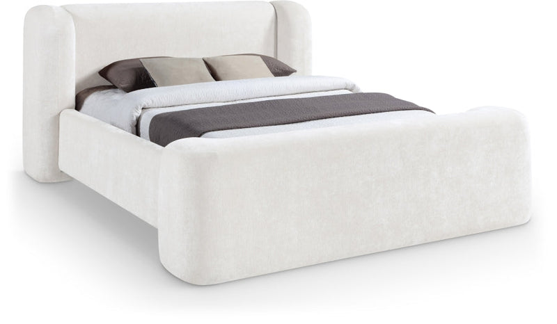 Modena Chenille Fabric Upholstered Full Bed in Cream - ModenaCream-F