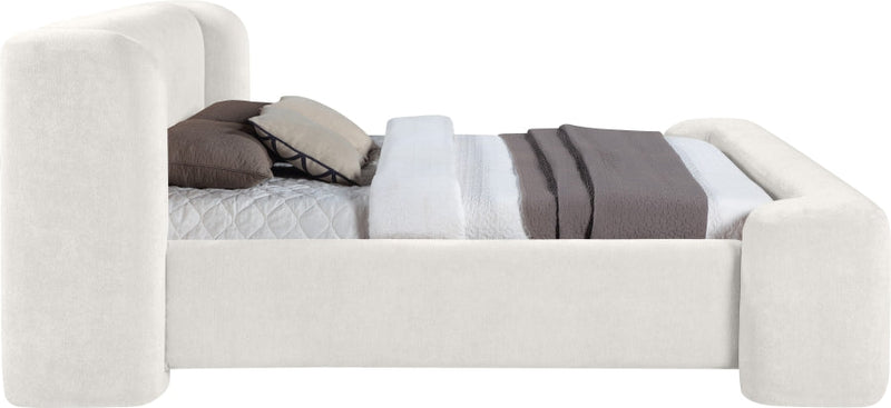 Modena Chenille Fabric Upholstered Full Bed in Cream - ModenaCream-F