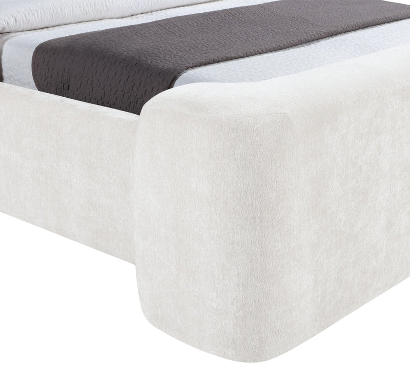 Modena Chenille Fabric Upholstered Full Bed in Cream - ModenaCream-F