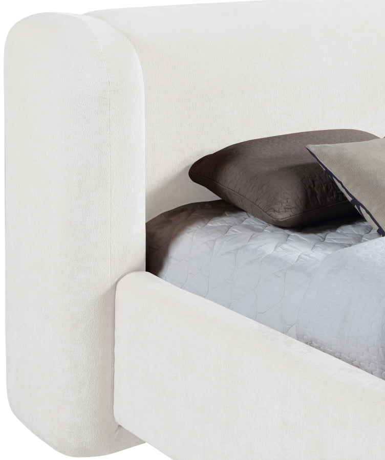 Modena Chenille Fabric Upholstered Full Bed in Cream - ModenaCream-F