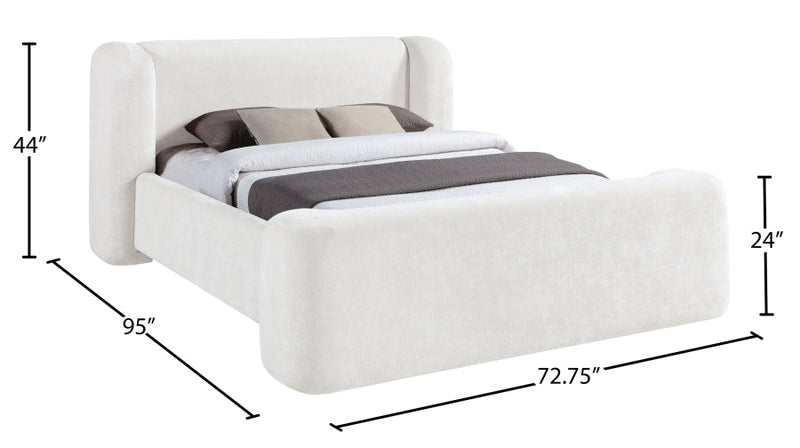 Modena Chenille Fabric Upholstered Full Bed in Cream - ModenaCream-F