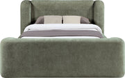 Modena Chenille Fabric Upholstered Full Bed in Green - ModenaGreen-F