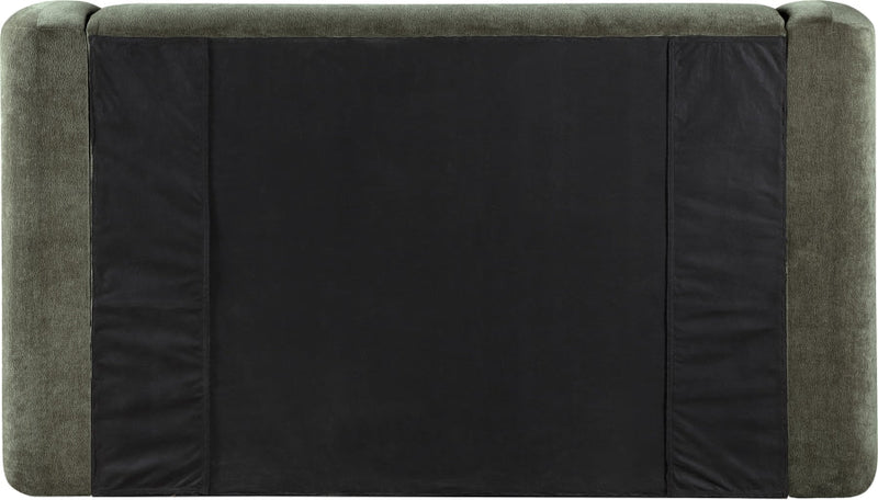 Modena Chenille Fabric Upholstered Full Bed in Green - ModenaGreen-F
