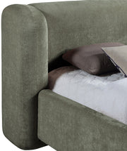 Modena Chenille Fabric Upholstered Full Bed in Green - ModenaGreen-F