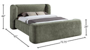 Modena Chenille Fabric Upholstered Full Bed in Green - ModenaGreen-F