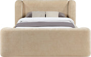 Modena Chenille Fabric Upholstered Queen Bed in Beige - ModenaBeige-Q