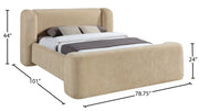 Modena Chenille Fabric Upholstered Queen Bed in Beige - ModenaBeige-Q
