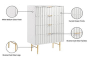 Modernist Wood Veneer And Stainless Steel Base Chest in White - 801White-CH