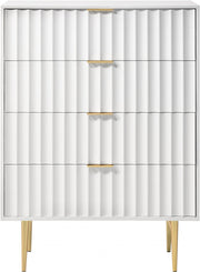 Modernist Wood Veneer And Stainless Steel Base Chest in White - 801White-CH