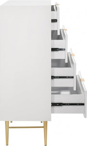 Modernist Wood Veneer And Stainless Steel Base Chest in White - 801White-CH