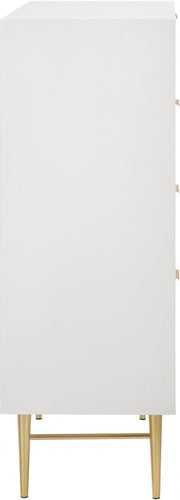Modernist Wood Veneer And Stainless Steel Base Chest in White - 801White-CH