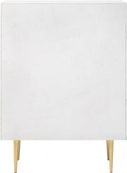 Modernist Wood Veneer And Stainless Steel Base Chest in White - 801White-CH