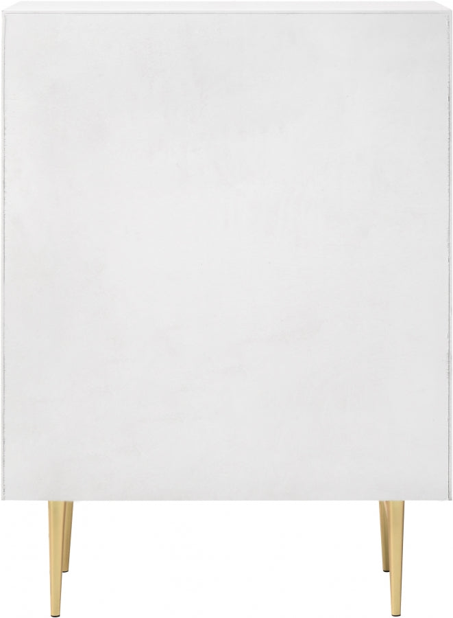 Modernist Wood Veneer And Stainless Steel Base Chest in White - 801White-CH