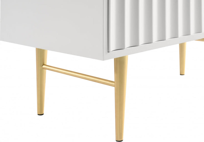 Modernist Wood Veneer And Stainless Steel Base Chest in White - 801White-CH