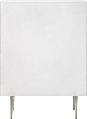 Modernist Wood Veneer And Stainless Steel Base Chest in White - 802White-CH