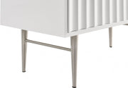 Modernist Wood Veneer And Stainless Steel Base Chest in White - 802White-CH