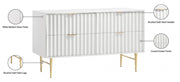 Modernist Wood Veneer And Stainless Steel Base Dresser in White - 801White-D