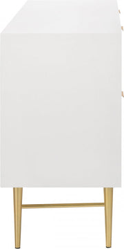 Modernist Wood Veneer And Stainless Steel Base Dresser in White - 801White-D