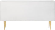 Modernist Wood Veneer And Stainless Steel Base Dresser in White - 801White-D