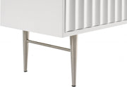 Modernist Wood Veneer And Stainless Steel Base Dresser in White - 802White-D