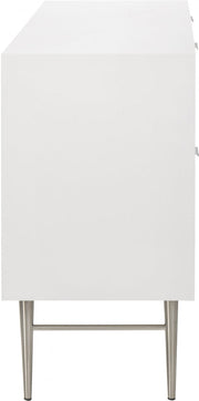 Modernist Wood Veneer And Stainless Steel Base Dresser in White - 802White-D