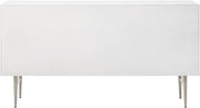 Modernist Wood Veneer And Stainless Steel Base Dresser in White - 802White-D