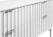 Modernist Wood Veneer And Stainless Steel Base Dresser in White - 802White-D