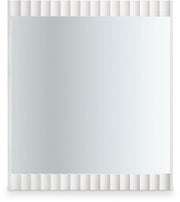 Modernist Wood Veneer And Stainless Steel Base Mirror in White - 801White-M