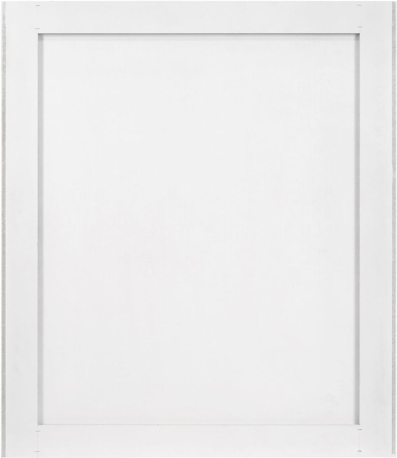 Modernist Wood Veneer And Stainless Steel Base Mirror in White - 801White-M