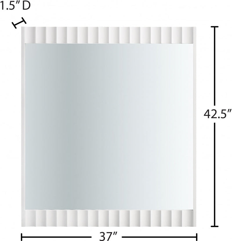 Modernist Wood Veneer And Stainless Steel Base Mirror in White - 801White-M