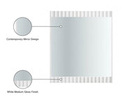 Modernist Wood Veneer And Stainless Steel Base Mirror in White - 801White-M