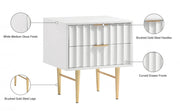 Modernist Wood Veneer And Stainless Steel Base Nightstand in White - 801White-NS