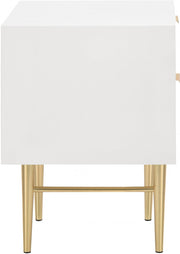 Modernist Wood Veneer And Stainless Steel Base Nightstand in White - 801White-NS