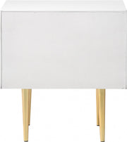Modernist Wood Veneer And Stainless Steel Base Nightstand in White - 801White-NS