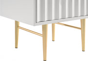 Modernist Wood Veneer And Stainless Steel Base Nightstand in White - 801White-NS