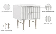Modernist Wood Veneer And Stainless Steel Base Nightstand in White - 802White-NS