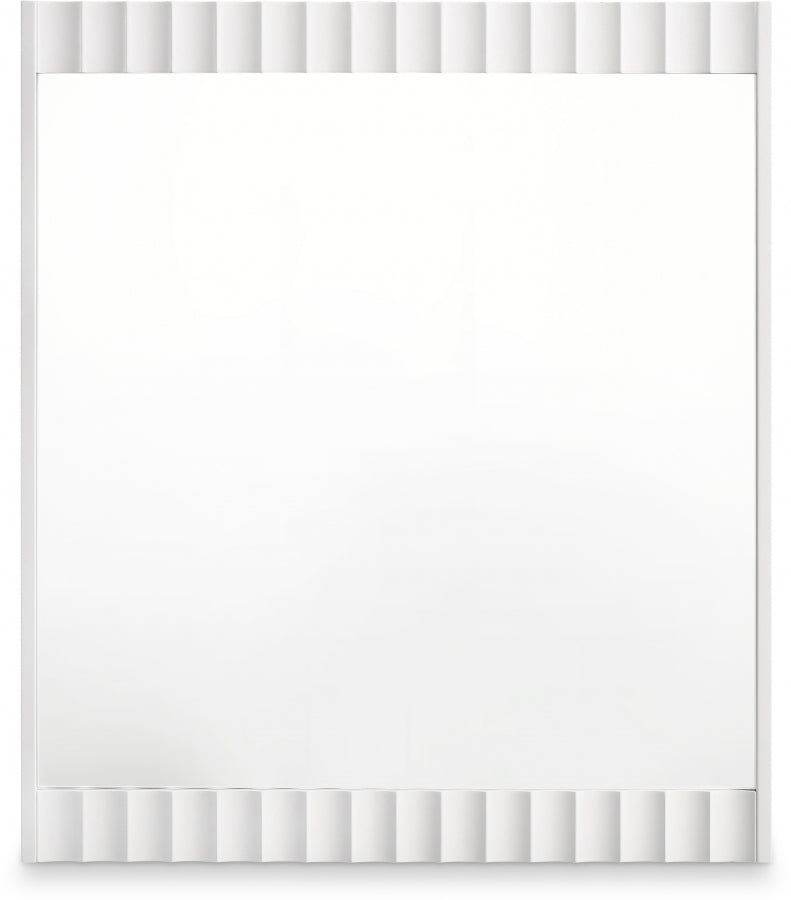 Modernist Wood Veneer Framed Mirror in White - 802White-M