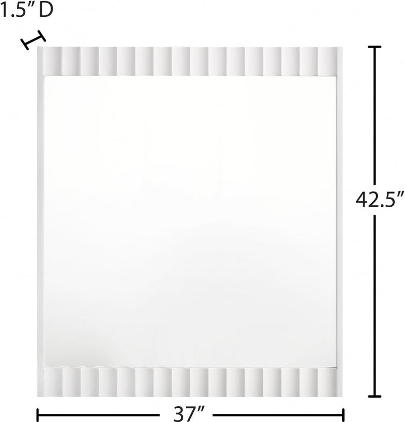 Modernist Wood Veneer Framed Mirror in White - 802White-M