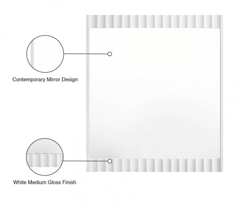 Modernist Wood Veneer Framed Mirror in White - 802White-M