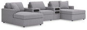Modmax Granite 5-Piece Sectional with Chaise and Audio Console - 92104S47