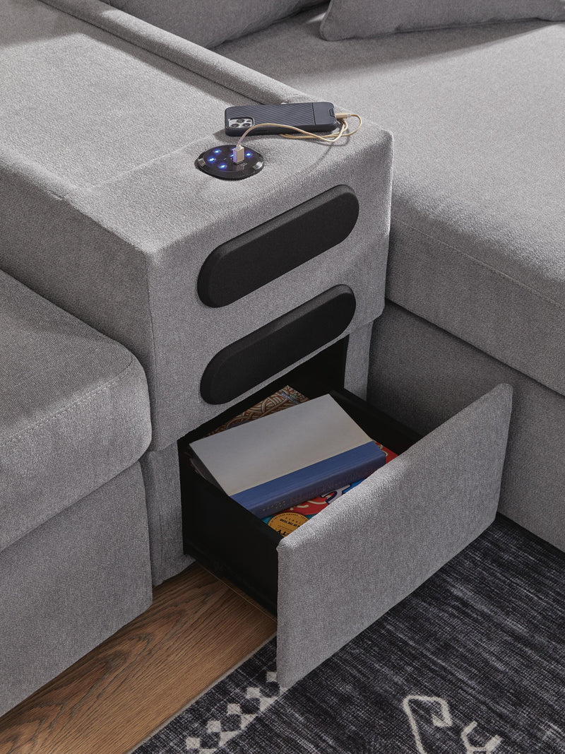 Modmax Granite 6-Piece Sectional and Oversized Accent Ottoman - 92104U25