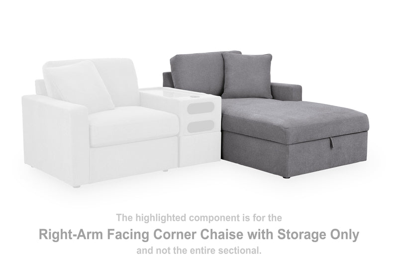 Modmax Granite Right-Arm Facing Corner Chaise with Storage - 9210417S