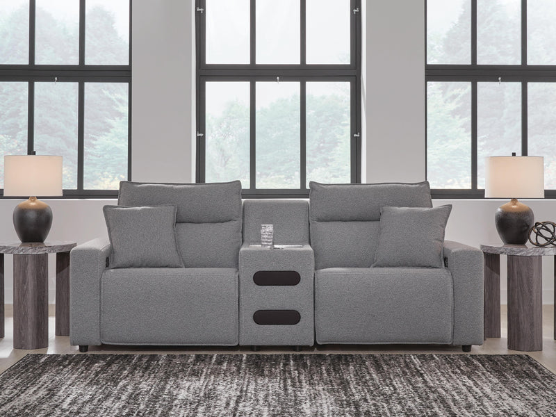 Modmax II Salt and Pepper 3-Piece Power Reclining Sectional with Audio Console - 65906S2