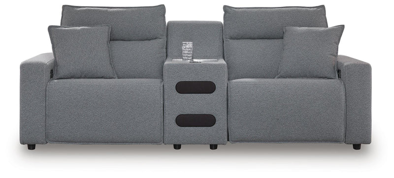 Modmax II Salt and Pepper 3-Piece Power Reclining Sectional with Audio Console - 65906S2