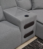 Modmax II Salt and Pepper 3-Piece Power Reclining Sectional with Audio Console - 65906S2