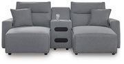 Modmax II Salt and Pepper 3-Piece Power Reclining Sectional with Chaise and Audio Console - 65906S12