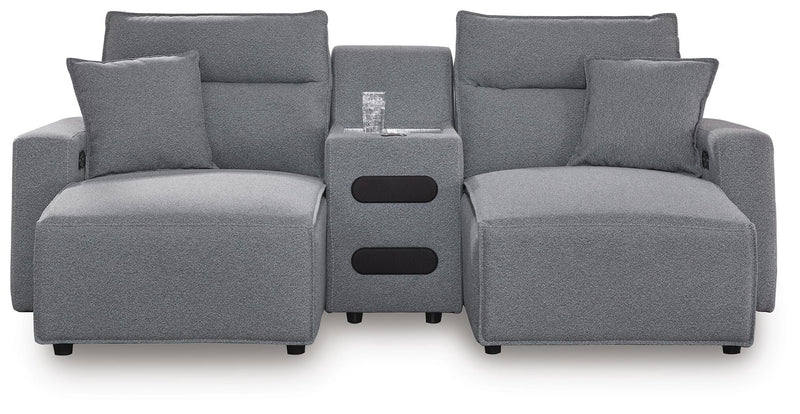 Modmax II Salt and Pepper 3-Piece Power Reclining Sectional with Chaise and Audio Console - 65906S12