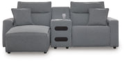 Modmax II Salt and Pepper 3-Piece Power Reclining Sectional with Chaise and Audio Console - 65906S18